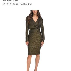 Calvin Klein Elegant Gold Long Sleeve Dress size 2